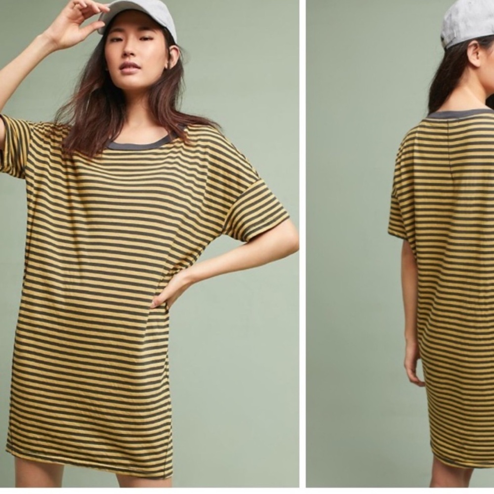 Stateside Mustard Yellow & Navy Blue Striped tshirt  Dress